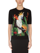 T-shirt in satin fabric with inlay work - | Dolce & Gabbana