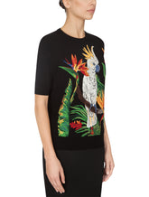 T-shirt in satin fabric with inlay work - | Dolce & Gabbana