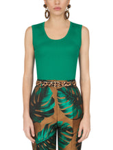 Top in solid-coloured ribbed silk - | Dolce & Gabbana