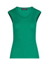 Top in solid-coloured ribbed silk - | Dolce & Gabbana