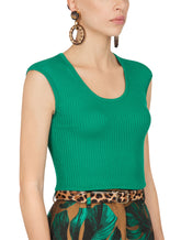 Top in solid-coloured ribbed silk - | Dolce & Gabbana