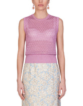 Sleeveless lurex lace-stitch sweater - | Dolce & Gabbana