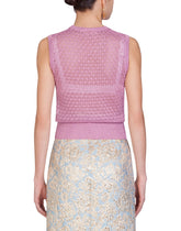 Sleeveless lurex lace-stitch sweater - | Dolce & Gabbana