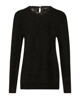 Crew neck lace knit sweater - | Dolce & Gabbana
