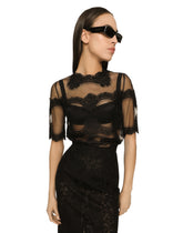 Lace-stitch calf-length skirt - | Dolce & Gabbana