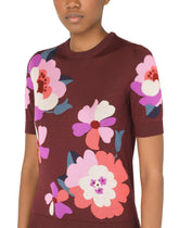 Short-sleeved silk sweater with floral intarsia - | Dolce & Gabbana