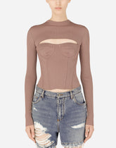 Viscose corset sweater with cut-out - | Dolce & Gabbana