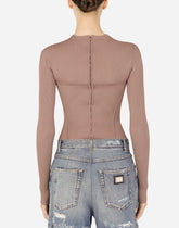 Viscose corset sweater with cut-out - | Dolce & Gabbana