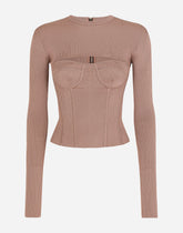 Viscose corset sweater with cut-out - | Dolce & Gabbana