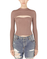 Viscose corset sweater with cut-out - | Dolce & Gabbana