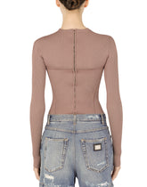Viscose corset sweater with cut-out - | Dolce & Gabbana