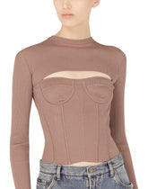 Viscose corset sweater with cut-out - | Dolce & Gabbana