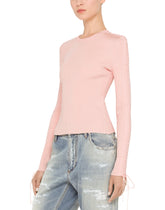Viscose ribbed sweater with lacing and eyelets - | Dolce & Gabbana