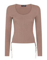 Ribbed viscose top with laces and eyelets - | Dolce & Gabbana