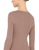 Ribbed viscose top with laces and eyelets - | Dolce & Gabbana