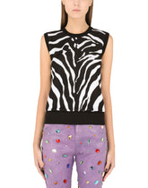 Zebra-design jacquard sweater in wool and silk - | Dolce & Gabbana
