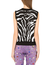 Zebra-design jacquard sweater in wool and silk - | Dolce & Gabbana