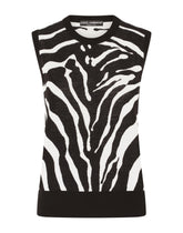 Zebra-design jacquard sweater in wool and silk - | Dolce & Gabbana