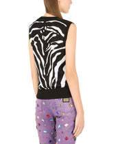 Zebra-design jacquard sweater in wool and silk - | Dolce & Gabbana