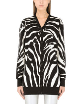 Oversize zebra-design cardigan in wool and silk - | Dolce & Gabbana