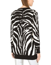 Oversize zebra-design cardigan in wool and silk - | Dolce & Gabbana