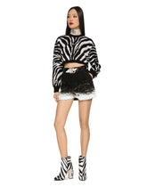 Cropped silk jacquard sweater with zebra design - | Dolce & Gabbana