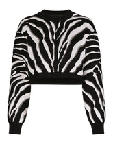 Cropped silk jacquard sweater with zebra design - | Dolce & Gabbana