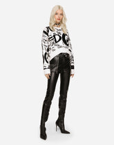 Virgin wool sweater with flocked DG logo - | Dolce & Gabbana