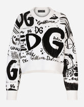 Virgin wool sweater with flocked DG logo - | Dolce & Gabbana