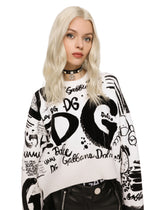 Virgin wool sweater with flocked DG logo - | Dolce & Gabbana
