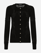 Cashmere and silk cardigan with lace inlays - | Dolce & Gabbana