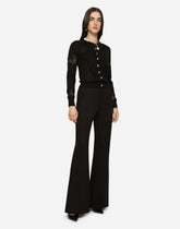 Cashmere and silk cardigan with lace inlays - | Dolce & Gabbana