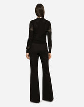 Cashmere and silk cardigan with lace inlays - | Dolce & Gabbana
