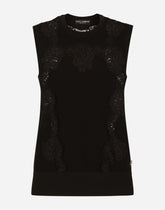 Cashmere and silk sweater with lace inlays - | Dolce & Gabbana