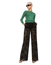 Cashmere and silk sweater with lace inlay - | Dolce & Gabbana