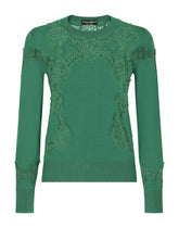 Cashmere and silk sweater with lace inlay - | Dolce & Gabbana