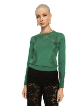 Cashmere and silk sweater with lace inlay - | Dolce & Gabbana