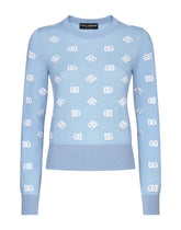 Wool and silk jacquard sweater with tonal DG logo - | Dolce & Gabbana