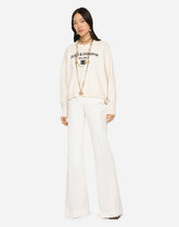 Cashmere sweater with flocked DG logo - | Dolce & Gabbana