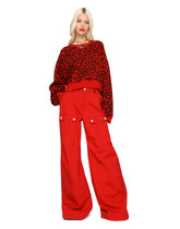 Cropped wool sweater with leopard inlay - | Dolce & Gabbana