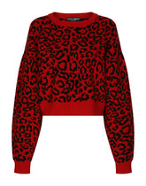 Cropped wool sweater with leopard inlay - | Dolce & Gabbana