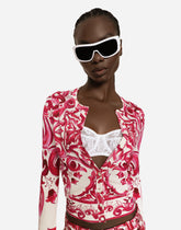 Crew-neck silk sweater with Majolica print - | Dolce & Gabbana