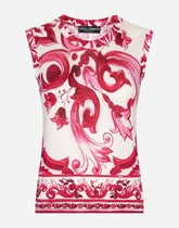 Sleeveless silk top with Majolica print - | Dolce & Gabbana