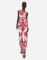 Sleeveless silk top with Majolica print - | Dolce & Gabbana