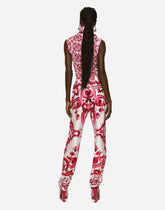 Sleeveless silk top with Majolica print - | Dolce & Gabbana