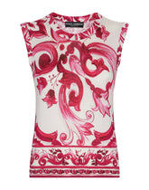 Sleeveless silk top with Majolica print - | Dolce & Gabbana