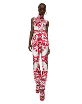 Sleeveless silk top with Majolica print - | Dolce & Gabbana