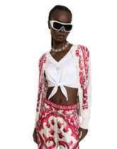 Majolica-print silk and twill cardigan - | Dolce & Gabbana