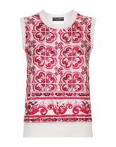 Majolica-print silk and twill sweater - | Dolce & Gabbana