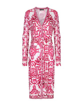 Long silk cardigan with Majolica print - | Dolce & Gabbana